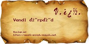 Vendl Árpád névjegykártya