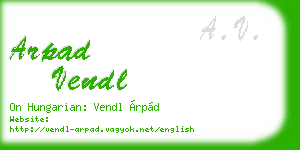 arpad vendl business card